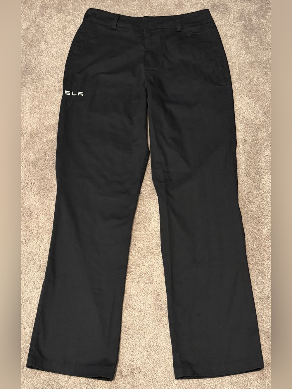Tesla Black Embroidered Logo Straight Leg Workwear Casual Chino Pants 30x32